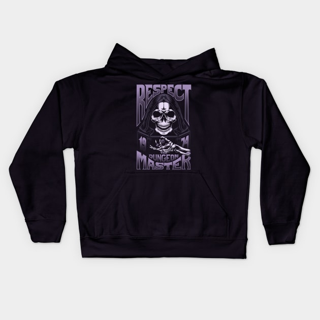 Respect The Dungeon Master - monochrome Kids Hoodie by Azafran